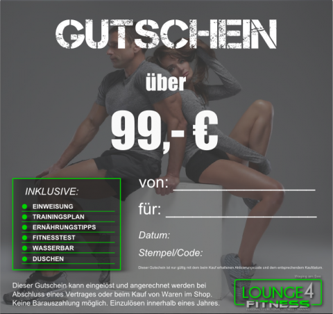 Lounge4Fitness Gutschein 99