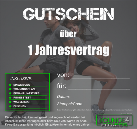 Lounge4Fitness Gutschein Jahr